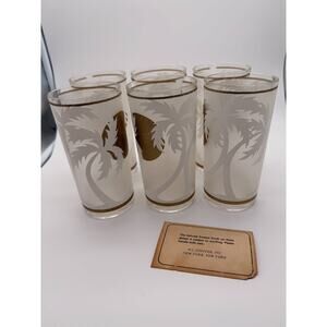 Vintage H.J. Stotter Acrylic Palm Tree and Sunset 6 Highball Glasses